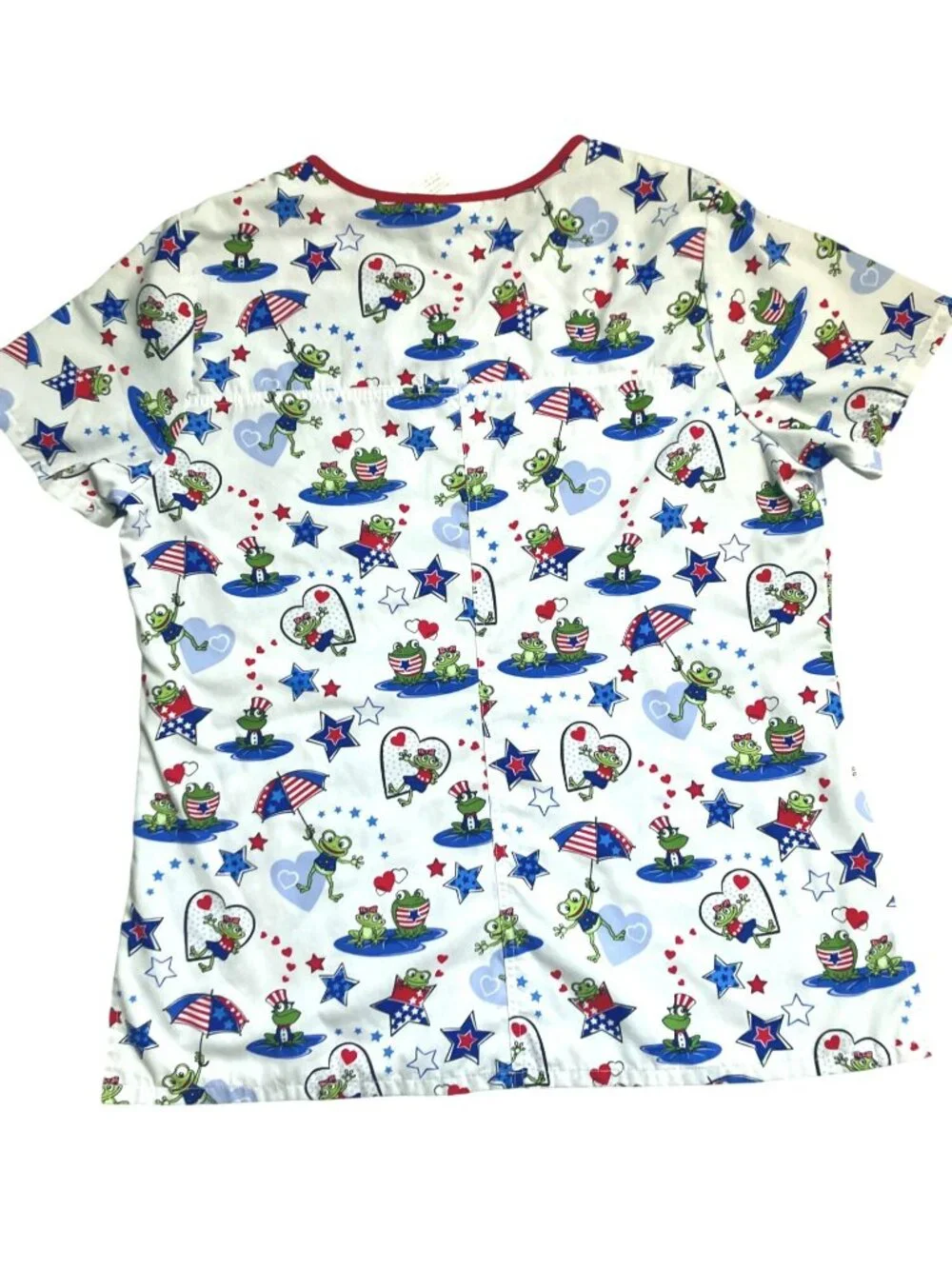 Patriotic Frog Scrub Top With V-Neck and Pockets Size M - Picture 4 of 9